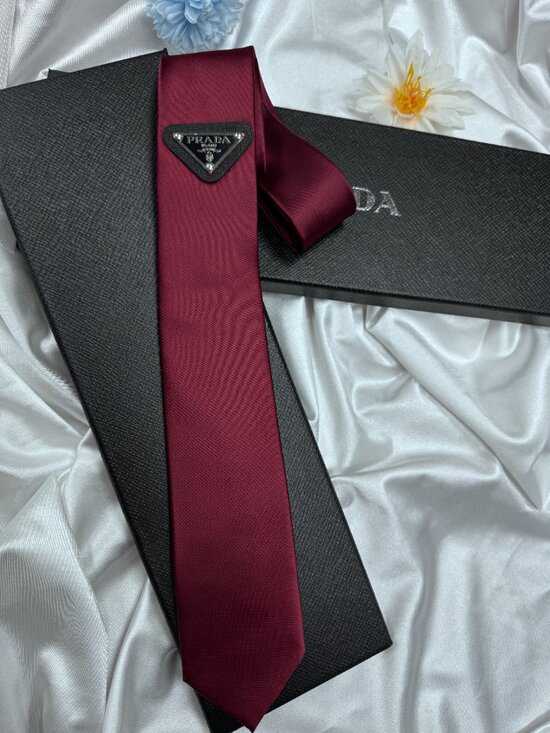 Prada🎁 Other - NWT Prada Red Tie Signature Logo  ❤️ Formal Wedding Business Necktie 🎁